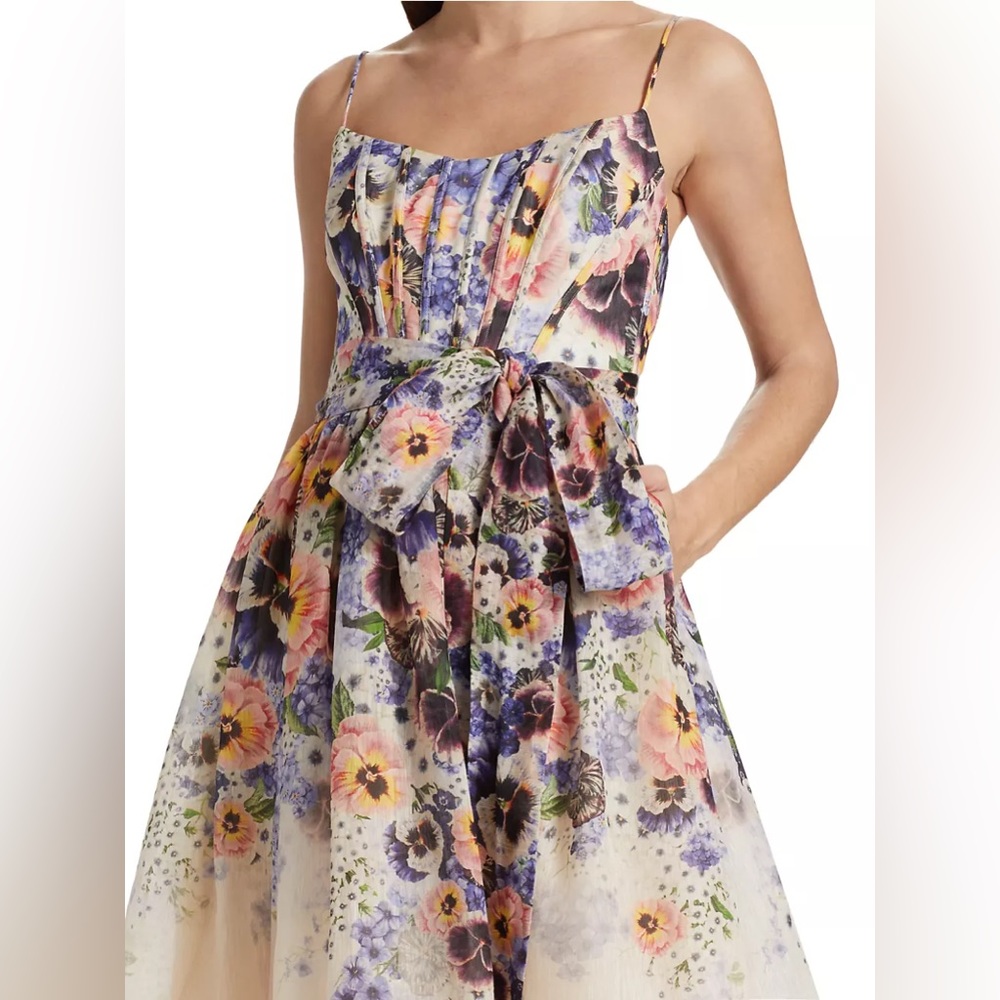 NWT ZIMMERMANN Tama Belted Floral Midi-Dress Size Zimm 2 - Picture 9 of 14